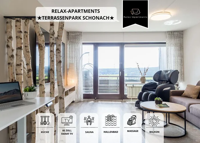 Relax-Apartments - Indoor-Pool - Sauna - Kueche - Kostenlos Parken - Balkon - Teilweise Massagesessel - 85 Zoll Smart-Tv